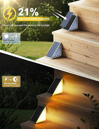 LED Solar Step Lights Waterproof Outdoor Stair Lights, Warm White Solar Deck Lights IP67 Solar Decoration Lights for Yard, Patio, Garden, Walkways, Front Door, Pathway, Driveway, Porch 12 Pack