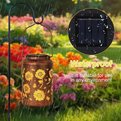 Sunflower Solar Lanterns Outdoor Waterproof, Birthday Sunflower Gifts for Women, Mom, Metal Hanging Solar Lights Outdoor for Patio Porch Yard Backyard Garden Decor
