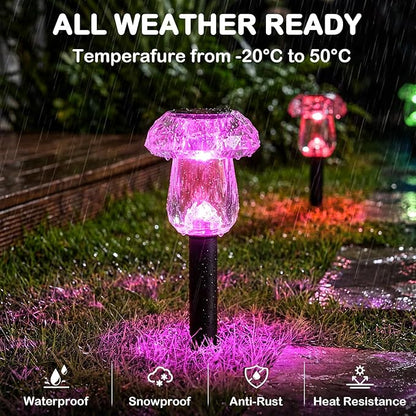 Solar Pathway Lights Outdoor 8 Pack Mushroom Garden Lights Waterproof Solar Powered Yard Lighting for Landscape, Driveway, Path, Walkway, Patio, Outside Garden Decorations, Color Changing