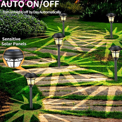 Solar Pathway Lights Outdoor, 12 Pack Warm White Solar Light Outdoor, Waterproof Garden Lights, Auto On/Off Walkway Lighter Outdoor, Solar Lights for Yard Patio Walkway Driveway Pathway