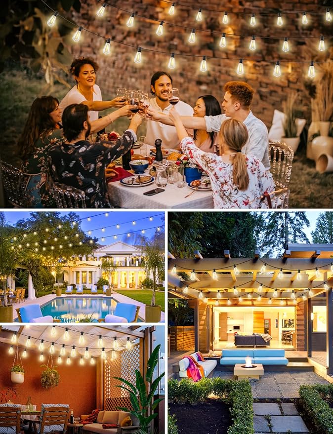 Porch String Lights, 180ft Weatherproof LED