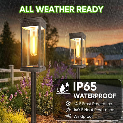 8 Pack Solar Pathway Lights Outdoor,IP65 Waterproof - Bright Solar Lights Outdoor,Auto On/Off Pathway Lights Solar Powered,Solar Path Lights for Walkway Driveway Garden