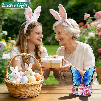 Linkax Butterfly Birthday Easter Gifts for Adults Women Mom Grandma, Butterfly Statue Solar Lights Outdoor Garden Decor for Outside Yard Patio Balcony Front Porch Home Decorations Ornaments