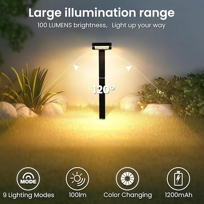 Solar Pathway Lights Outdoor, Smart Color Changing with 9-in-1 (Warm White/Cool White/RGBCW) Modes,Bright Landscape Lighting Waterproof for Walkway,Garden,Driveway,Yard,Patio(6pack)