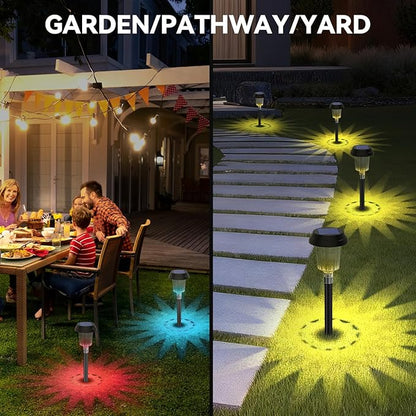 TECKNET Solar Pathway Lights, Color Changing Solar Lights with Warm White & RGB Colored for Valentine's Day, Colored Pathway Light Outdoor Waterproof (IP68) for Yard, Auto On/Off (10 Pack)