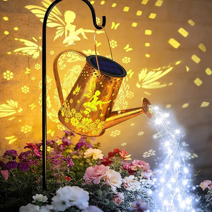 YJFWAL Solar Watering can with Lights, Unique Gifts for Mom Grandma Women Birthday, Waterproof Gardening Gifts Watering Can with Cascading Lights Outdoor Decor for Garden Patio Yard Pathway