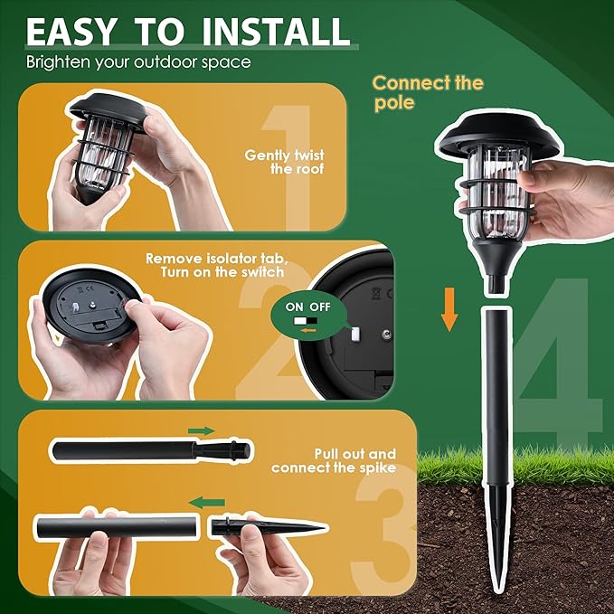 Cold White Solar Pathway Lights 12-Pack, Garden LED