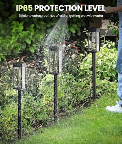 8 Pack Bright Solar Pathway Lights, IP65 Waterproof Outdoor Garden Path Lights, Solar Powered for Yard, Lawn, Walkway, Driveway Landscape Lighting (Cool White)