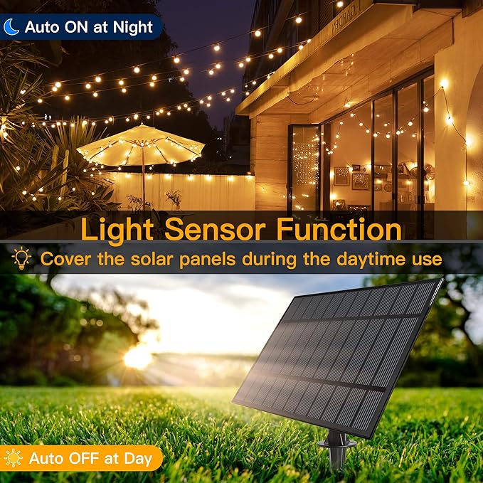 Outdoor String Lights, 60ft Waterproof LED