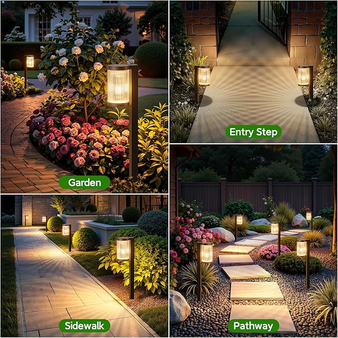 Solar Pathway Lights Outdoor Waterproof, 6 Pack 15Hrs Super Bright Warm White Solar Light for Yard, Auto On/Off Solar Garden Lights for Patio Path Landscape Lawn Driveway Walkway Lighting Decor