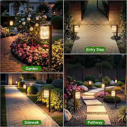 Solar Pathway Lights Outdoor Waterproof, 6 Pack 15Hrs Super Bright Warm White Solar Light for Yard, Auto On/Off Solar Garden Lights for Patio Path Landscape Lawn Driveway Walkway Lighting Decor