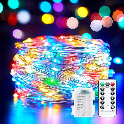 100 LED Christmas Twinkle Lights, 33ft Waterproof for Porch