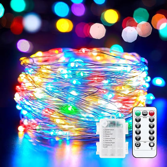 100 LED Christmas Twinkle Lights, 33ft Waterproof for Porch