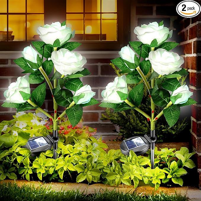 Solar Flower Garden Statue Light, Outdoor Decor
