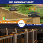 Warm White Solar Fence Post Caps 8-Pack, Yard LED