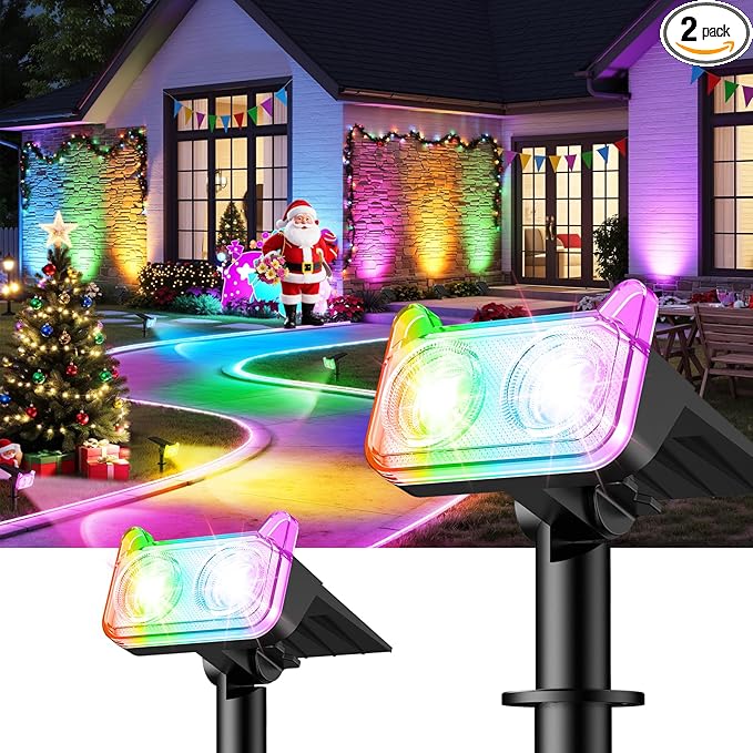 Solar Wall Spotlights 2-Pack, Motion Sensor LED