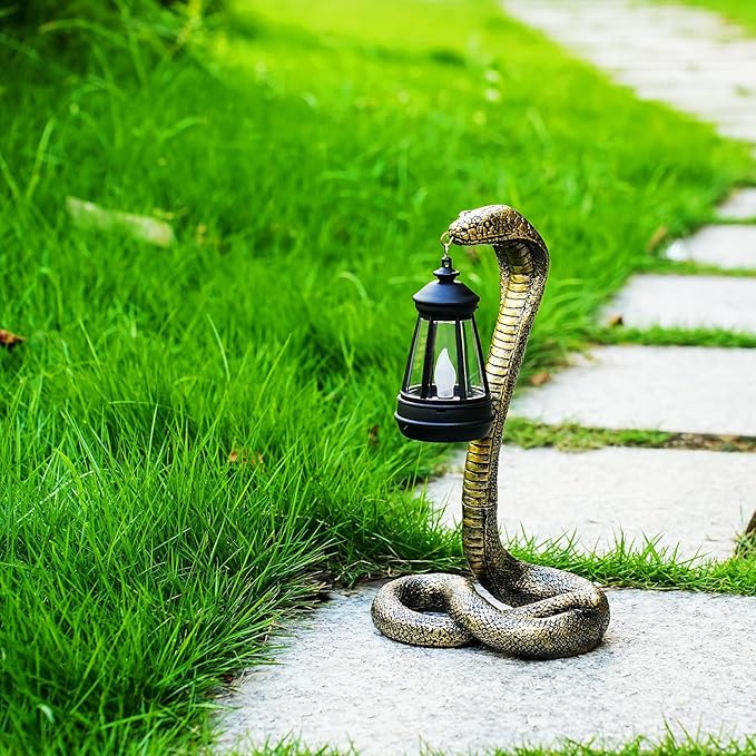 11.22" Solar Snake Garden Statue Light, Outdoor Decor