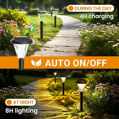 GIGALUMI 12 Pack Solar Lights Outdoor Waterproof, Outdoor Solar Lights for Yard, Solar Garden Lights, Yard Decorations Outdoor for Pathway, Patio, Garden, Driveway, Lawn, and Landscape(Warm White)