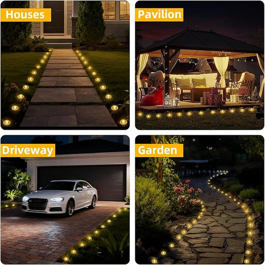 15 LED Solar Ground Lights Outdoor, Waterproof Solar Pathway Lights, LED Landscape Lighting for Garden, Patio, Driveway, Walkway - Warm White