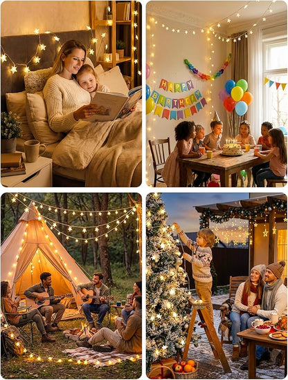 39FT 100 LED Warm White Star String Lights Plug in Fairy Lights with Remote,Hanging Star Lights for Indoor Outdoor Bedroom,Classroom,Dorm,Kids Tent,Party Decor