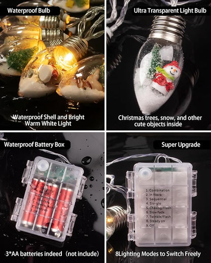 Christmas Patio String Lights, 6ft 10 LED Waterproof