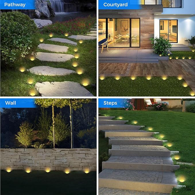 Peasur Mini Solar Ground Lights, 6 Pack Flat Solar Disc Lights Outdoor Waterproof, 2.3 Inch Small Solar Garden Lights Landscape Lighting for Outside Pathway Garden Yard Lawn Walkway,Warm White