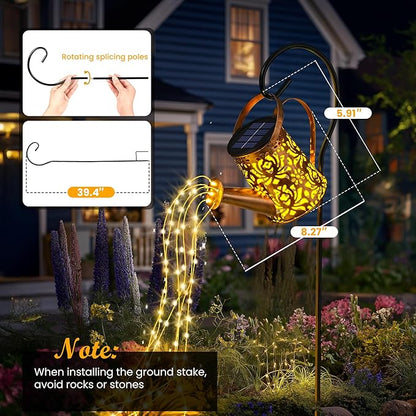 Solar Lights Outdoor Decor, Perfect Gardening Gift for Mom Women Grandma, Thoughtful Birthday Present, Hanging Lanterns Watering Can Lights for Garden, Yard, Porch, Patio Backyard Decoration