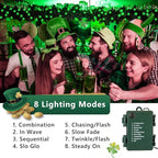 8ft Green String Lights for Patio, Waterproof LED