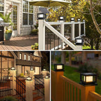 Black Solar Fence Post Caps 4-Pack, Patio LED