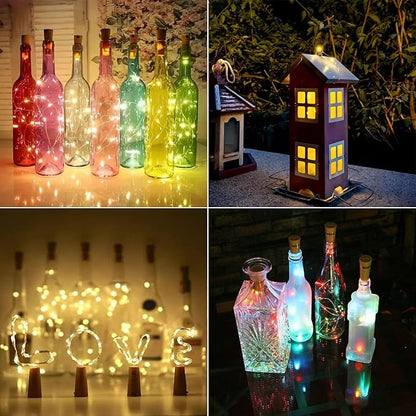 Solar String Lights Outdoor Waterproof for Outside 8Pack DIY Transparent Bottle decro 6.5FT/20 LED, Solar Christmas Lights for Patio Weeding Birthday (Multicolor)