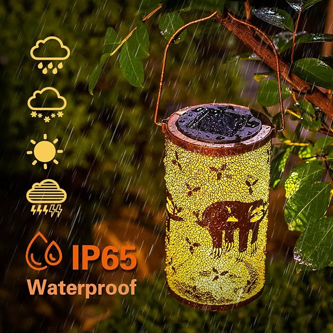 Sloth Solar Lanterns Outdoor Waterproof Hanging Solar Lights Sloth Gifts for Women Men Metal Decorative LED Sloth Lanterns for Garden Decor,Yard,Patio,Lawn,Tabletop,Pathway,Landscape
