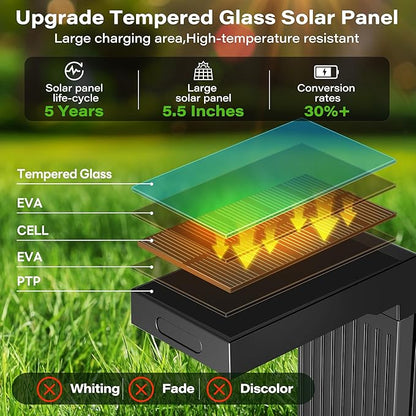 Solar Pathway Lights Outdoor 6Pack, 2 Color in 1 Motion Sensor Walkway Lights 400LM with Warm/Cool White, 12H Lasting, IP65 Waterproof Solar Landscape Lighting for Garden, Yard