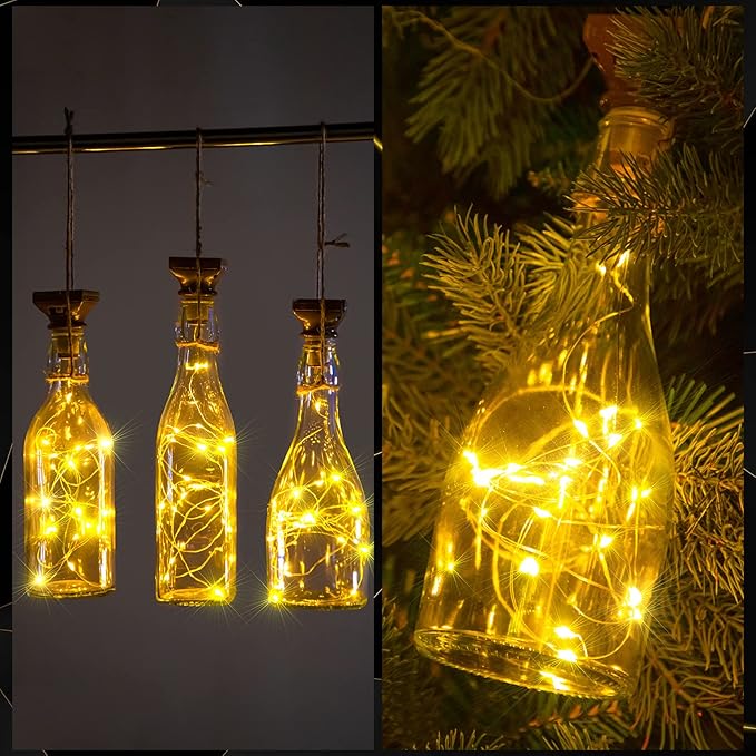 Tuanse 18 Pcs Solar Bottle Lights, 20 LEDs Waterproof Copper Lights, Outdoor Solar Fairy for Bottles for Wedding, Holiday, Garden, Patio Decor