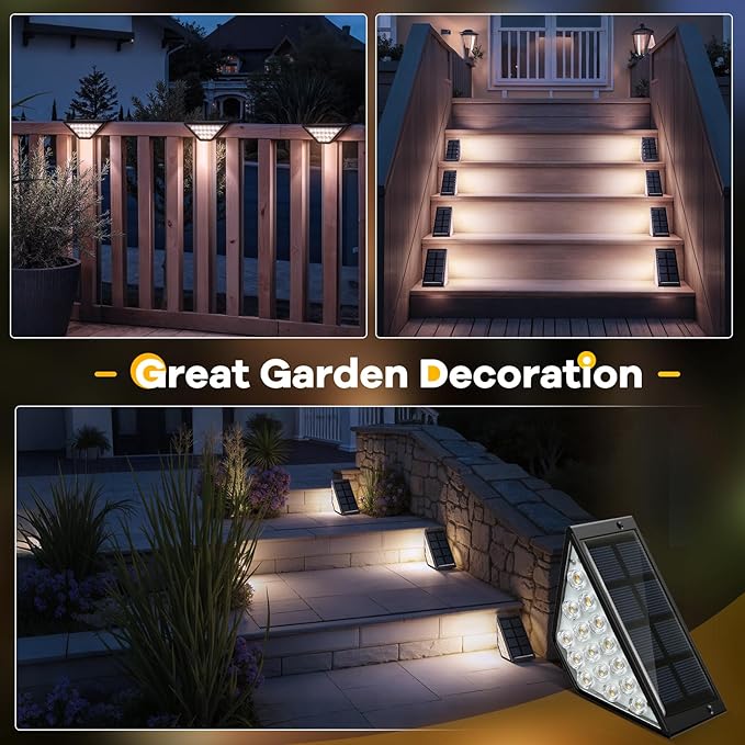 Solar Step Lights for Outside, Solar Stair Lights Outdoor Waterproof, Deck Step Lights for Fence, Patio, Yard, Porch, Front Door, Sidewalk, Garden, Patio Decor (10, Cool White)