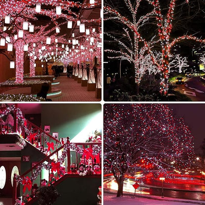 4-Pack 33FT 100 LED Fairy Lights Battery Operated with Remote Timer, Fairy Christmas String Lights for Bedroom Decor, Waterproof 8 Modes Twinkle Lights for Room Garden Party Wedding (Red and White)