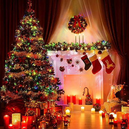 KOUQIYA Battery Operated Christmas Lights, 33ft 100 LED Battery Operated String Lights with Auto-Timer 8 Modes Waterproof String Lights for Xmas Outdoor Indoor Garden Party Decor, Multicolor