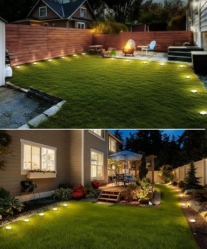 Mini Solar Ground Lights 12 Pack, Solar Lights Outdoor Waterproof, Solar Garden Lights Outdoor Landscape Lighting for Pathway Walkway Patio Yard Driveway, Warm White