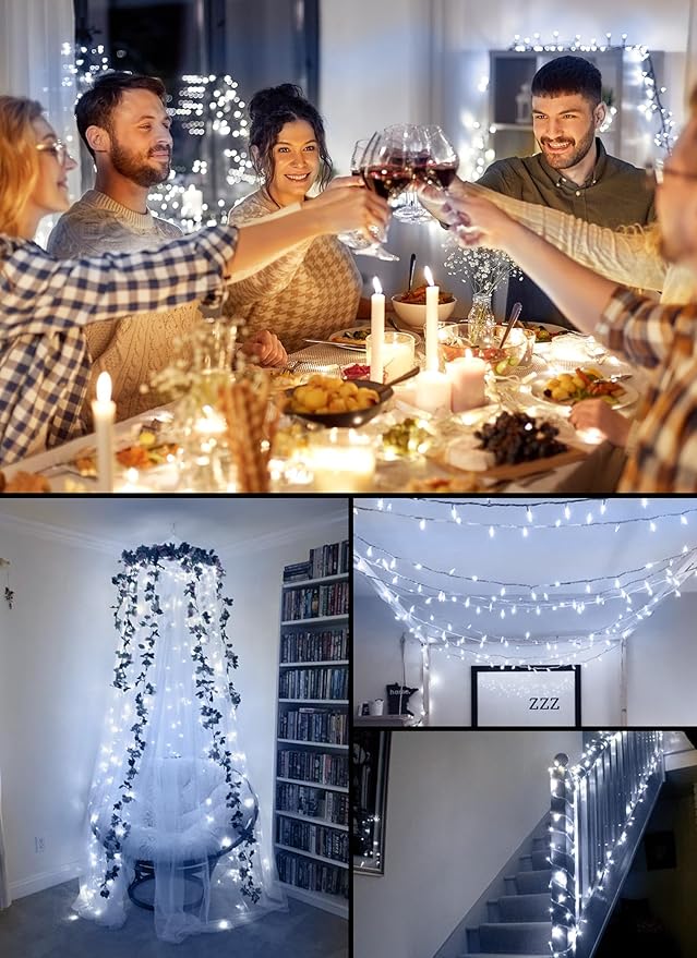 2-Pack 20 LED Christmas Twinkle Lights, 8ft Waterproof for Yard