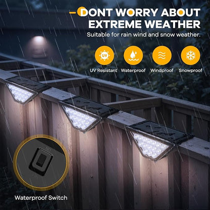 Solar Step Lights for Outside, Solar Stair Lights Outdoor Waterproof, Deck Step Lights for Fence, Patio, Yard, Porch, Front Door, Sidewalk, Garden, Patio Decor (6, Cool White)