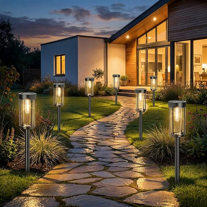 Sparkblaze 12 Pack Solar Pathway Lights Outdoor, Modern Classic Solar Garden Lights, Auto On/Off Landscape Lighting for Yard, Lawn, Patio, Walkway, Waterproof Solar Stake Lights. (12, Warm White)
