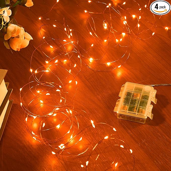 4-Pack 8ft Christmas LED String Lights, Waterproof Timer Lights