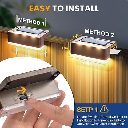 SOLPEX Solar Fence Lights, Solar Deck Lights Outdoor Waterproof Solar Powered for Step, Stair, Balcony,Front Porch,Garden, Walkway,Yard, Patio Decor, IP65 Waterproof (16 Pack, Warm White) 6 LEDs