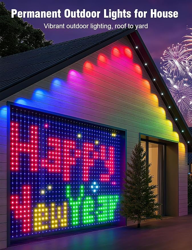 Permanent Outdoor Lights 150FT RGBIC LED Smart LED Light, App/Remote Control IP68 Waterproof for Holiday Decor, 50 Scene Modes, DIY Lights Color Lighting Timing for Christmas Halloween Party