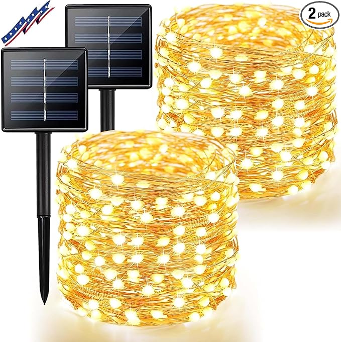 2-Pack 200 LED Christmas Fairy Lights, 8-Mode Waterproof
