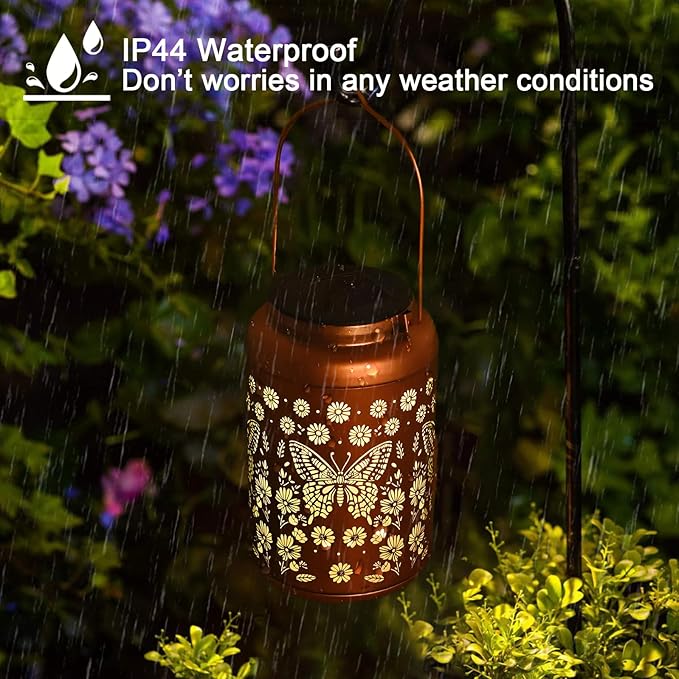 Mothers Day Gifts for Mom Grandma - Birthday Gifts for Women, 2 Pack Butterfly Solar Lanterns Outdoor Waterproof - Butterflies Solar Lights Garden Decor, Outdoor Decor for Patio, Yard