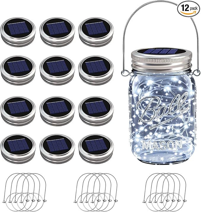 12-Pack Cool White Backyard String Lights, Weatherproof LED