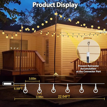 SeaShine Rechargeable Battery Operated String Lights - 22ft 50LEDs Crystal Globe String Lights, IP65 Waterproof Battery Fairy Lights with Remote Timer for Bedroom Outdoor Camping Christmas Warm White