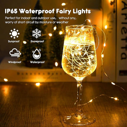 12-Pack Outdoor String Lights, 7ft Silver Waterproof LED