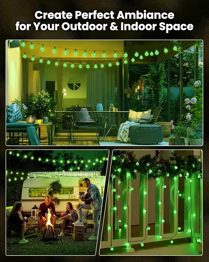 Outdoor String Lights, 72ft Green Waterproof LED