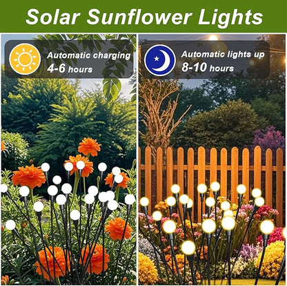 4 Packs Solar Firefly Lights, 32 LED Warm Solar Walkway Lights Outdoor, Waterproof Swaying Light Garden Decor with 2 Modes, Lawn Lights for Front Yard Backyard Yard and Pathway